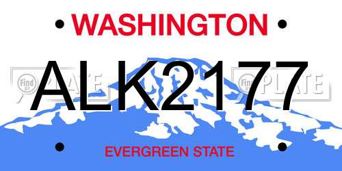 ALK2177 Washington License Plate