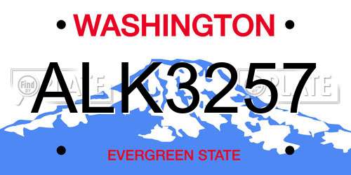 ALK3257 Washington License Plate