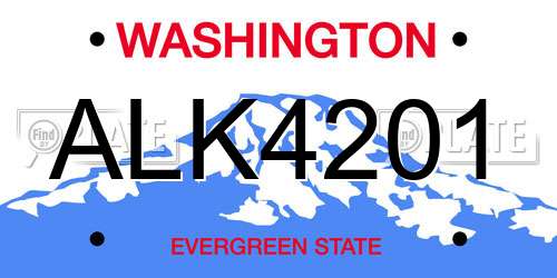 ALK4201 Washington License Plate