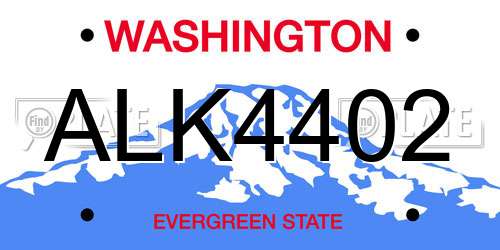 ALK4402 Washington License Plate