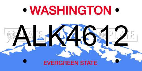 ALK4612 Washington License Plate