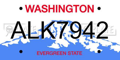 ALK7942 Washington License Plate