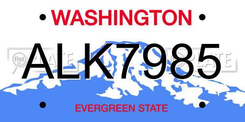 ALK7985 Washington License Plate