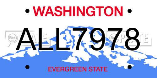ALL7978 Washington License Plate