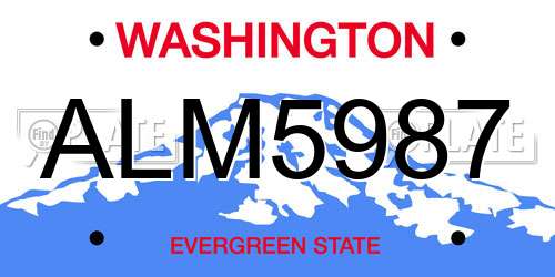 ALM5987 Washington License Plate