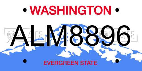 ALM8896 Washington License Plate