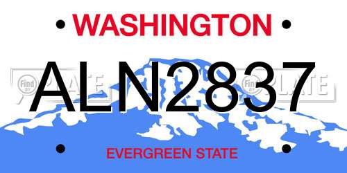 ALN2837 Washington License Plate