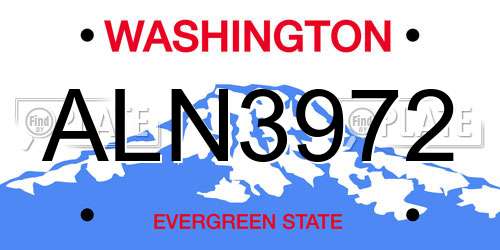 ALN3972 Washington License Plate