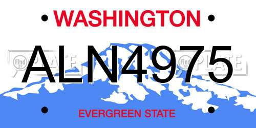 ALN4975 Washington License Plate