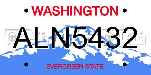 ALN5432 Washington License Plate