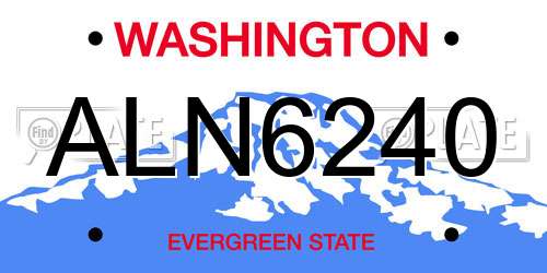 ALN6240 Washington License Plate