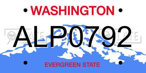 ALP0792 Washington License Plate