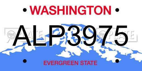 ALP3975 Washington License Plate