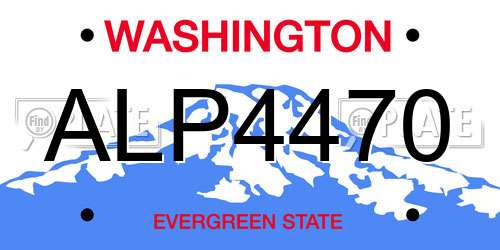 ALP4470 Washington License Plate