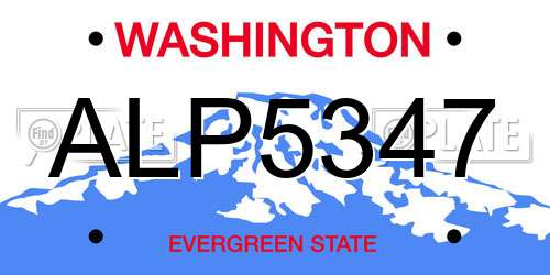 ALP5347 Washington License Plate