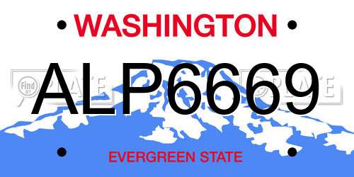 ALP6669 Washington License Plate