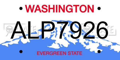 ALP7926 Washington License Plate