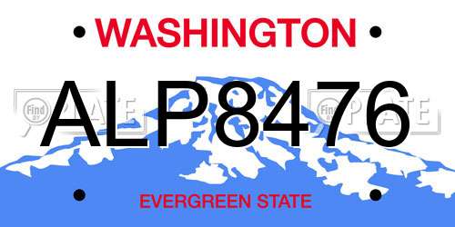 ALP8476 Washington License Plate