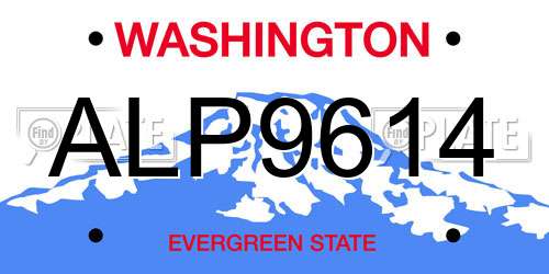 ALP9614 Washington License Plate