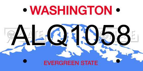 ALQ1058 Washington License Plate