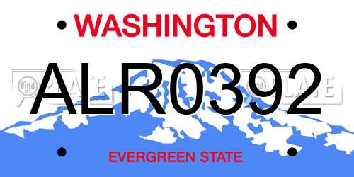 ALR0392 Washington License Plate