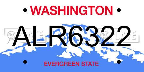 ALR6322 Washington License Plate
