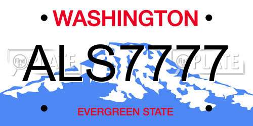 ALS7777 Washington License Plate