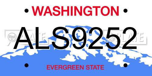 ALS9252 Washington License Plate