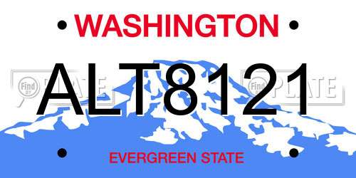 ALT8121 Washington License Plate
