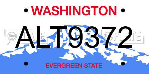 ALT9372 Washington License Plate