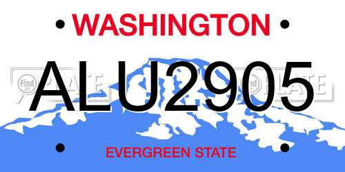 ALU2905 Washington License Plate