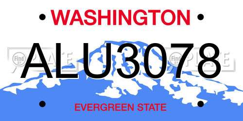 ALU3078 Washington License Plate
