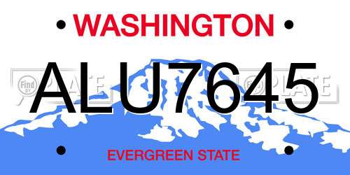 ALU7645 Washington License Plate