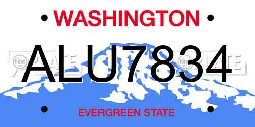 ALU7834 Washington License Plate