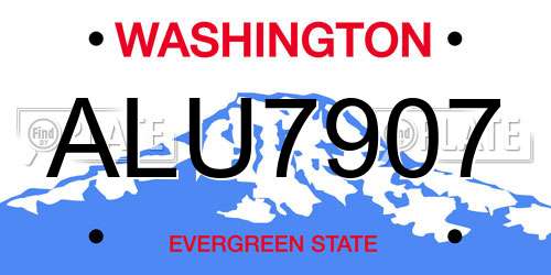 ALU7907 Washington License Plate