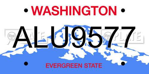 ALU9577 Washington License Plate