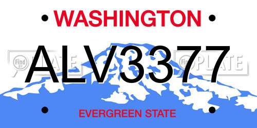 ALV3377 Washington License Plate