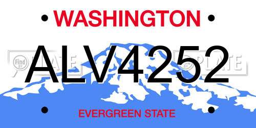 ALV4252 Washington License Plate