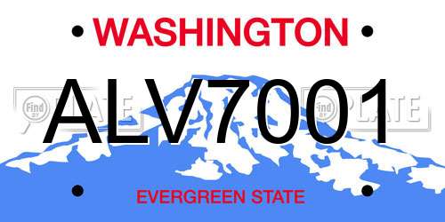 ALV7001 Washington License Plate