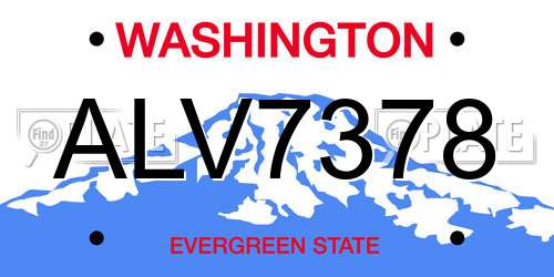 ALV7378 Washington License Plate