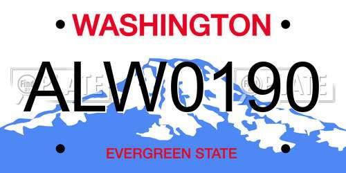 ALW0190 Washington License Plate