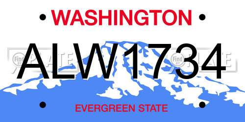 ALW1734 Washington License Plate