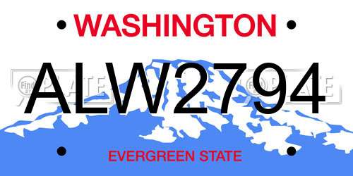 ALW2794 Washington License Plate