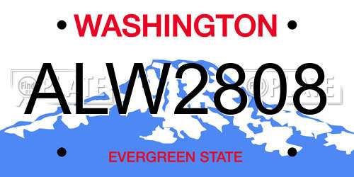 ALW2808 Washington License Plate