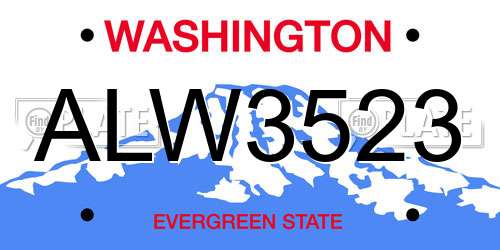 ALW3523 Washington License Plate