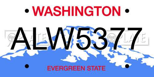 ALW5377 Washington License Plate