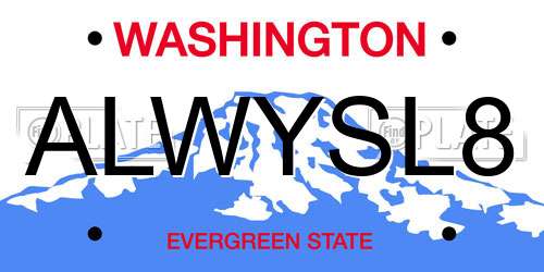 ALWYSL8 Washington License Plate