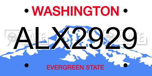 ALX2929 Washington License Plate