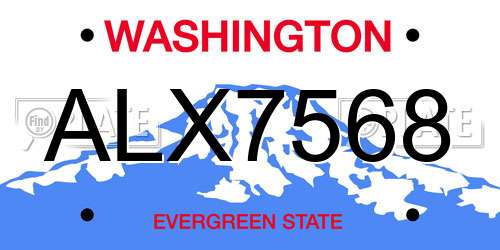 ALX7568 Washington License Plate