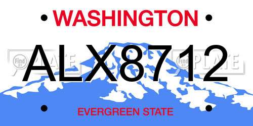 ALX8712 Washington License Plate